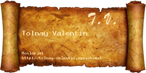 Tolnay Valentin névjegykártya